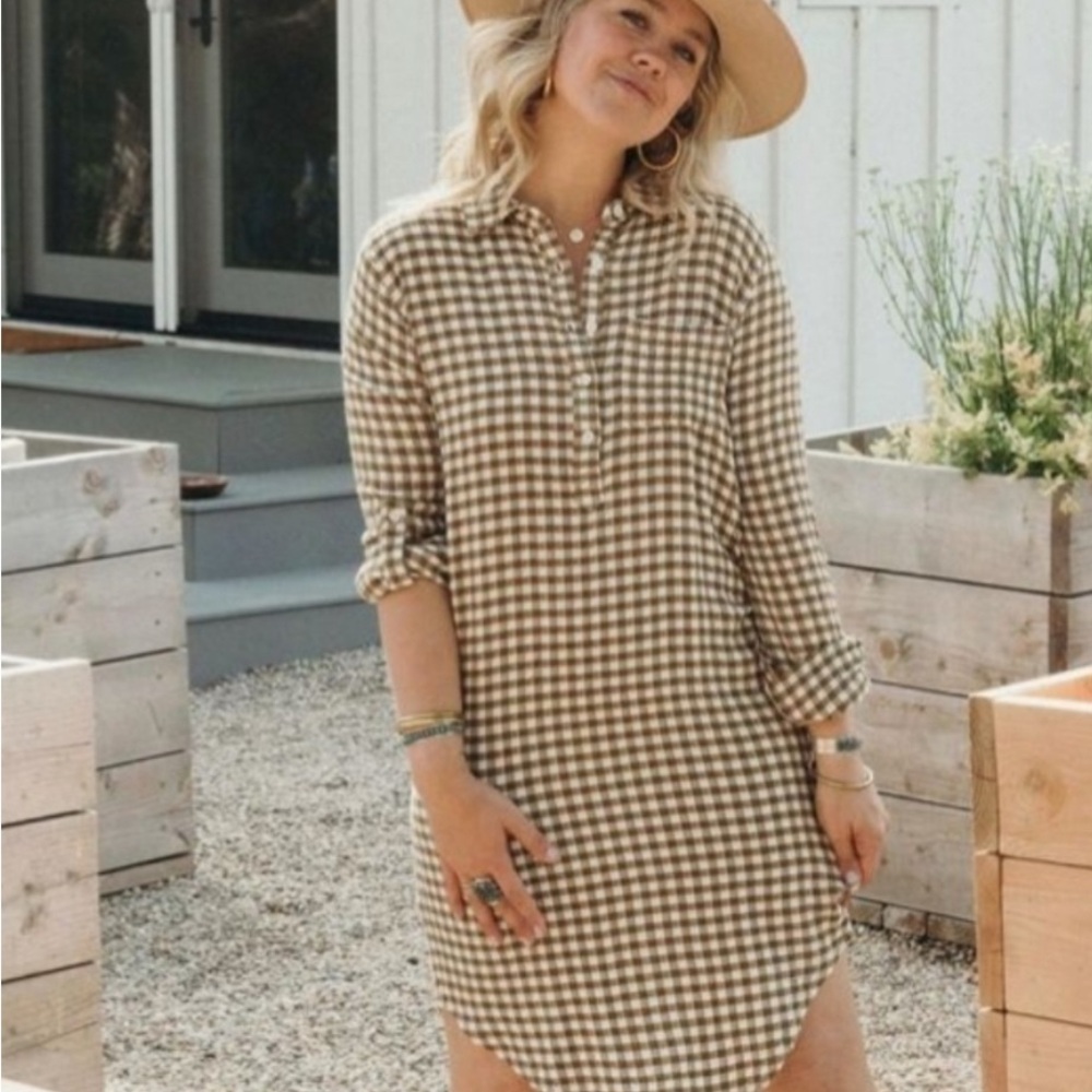 Carly Jean Los Angeles black/white Checkered Shirt dress